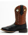 Image #3 - RANK 45&reg; Men's Warrior Performance Western Boots - Broad Square Toe, Black/brown, hi-res
