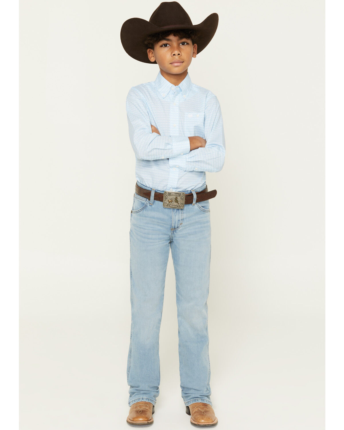 Wrangler Retro Little Boys' Light Wash Cloverdale Slim Bootcut Stretch Denim Jeans, Light Wash, hi-res