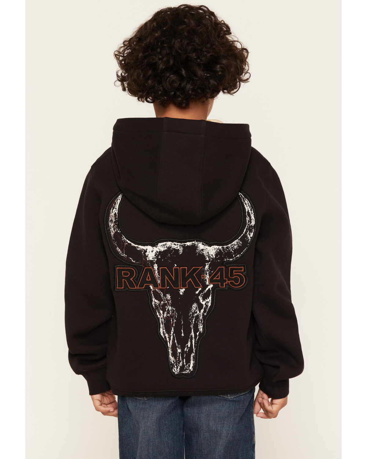Image #1 - RANK 45&reg; Boys' Desert Steer Logo Hooded Sweatshirt, Black, hi-res