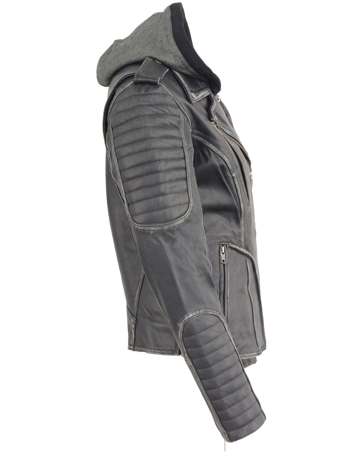 Image #2 - Milwaukee Leather Women's Rub-Off Hoodie Motorcycle Jacket - 3X, Black, hi-res