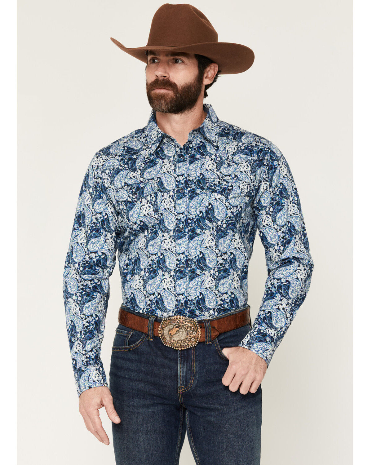 Cody James Men's Escape Route Paisley Print Long Sleeve Snap Western Shirt - Tall, Light Blue, hi-res