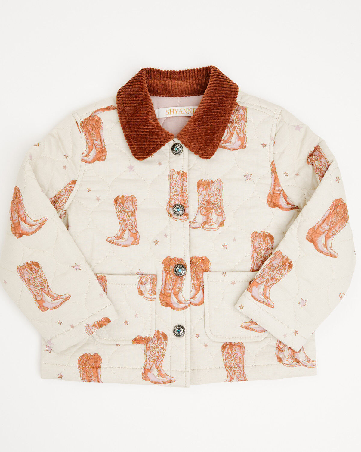 Shyanne Toddler Girls' Francis Cowboy Boot Snap Quilted Jacket, Oatmeal, hi-res