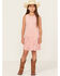 Image #1 - Shyanne Girls' Faux Suede Fringe Dress, Pink, hi-res