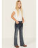 Image #3 - Grace in LA Girls' Medium Wash Longhorn Skull Stretch Bootcut Jeans , Medium Wash, hi-res