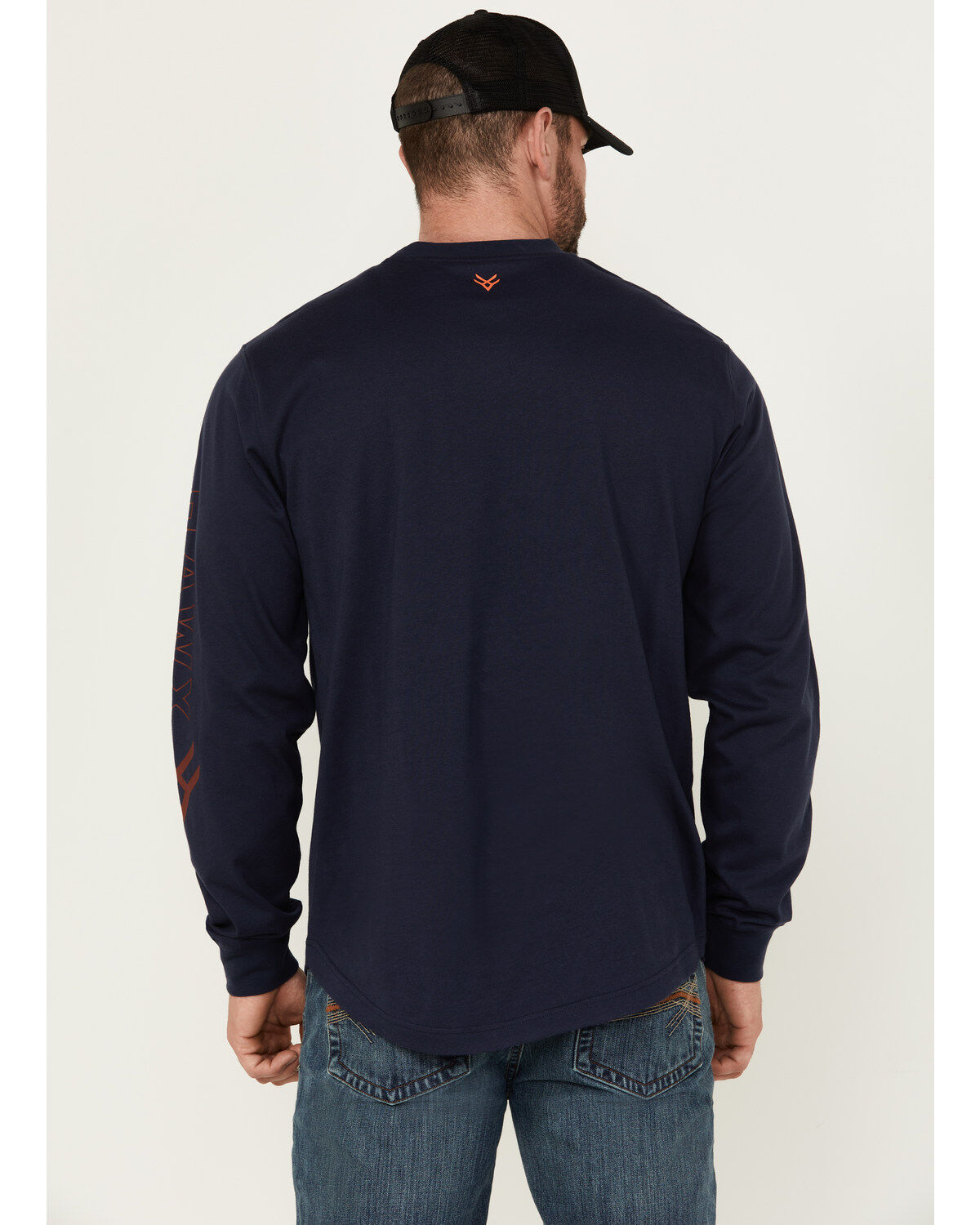 Image #4 - Hawx Men's Long Sleeve Knit Solid Logo Long Sleeve Work T-Shirt - Tall, Navy, hi-res