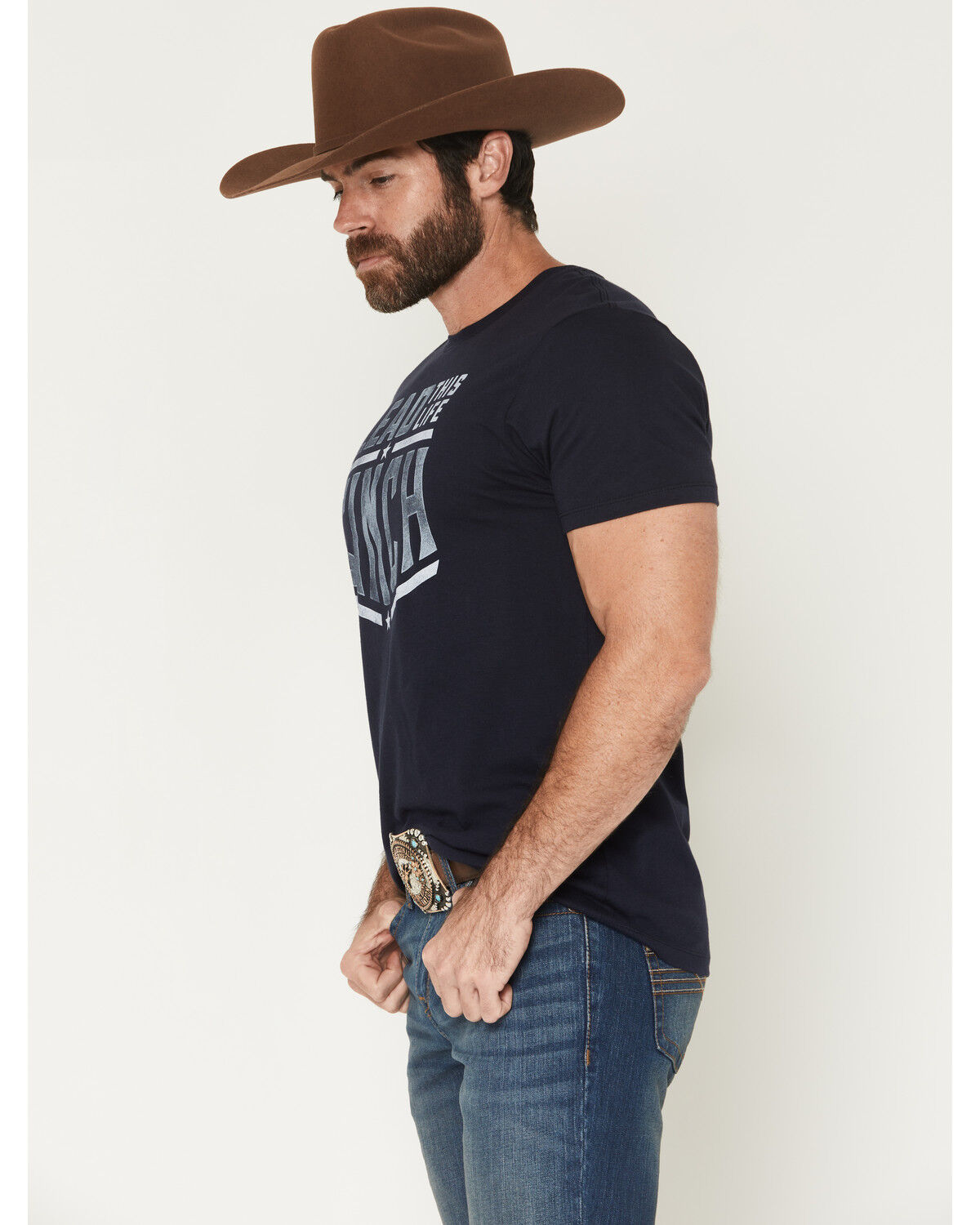 Image #2 - Cinch Men's Boot Barn Exclusive Lead This Life Short Sleeve Graphic T-Shirt, Navy, hi-res