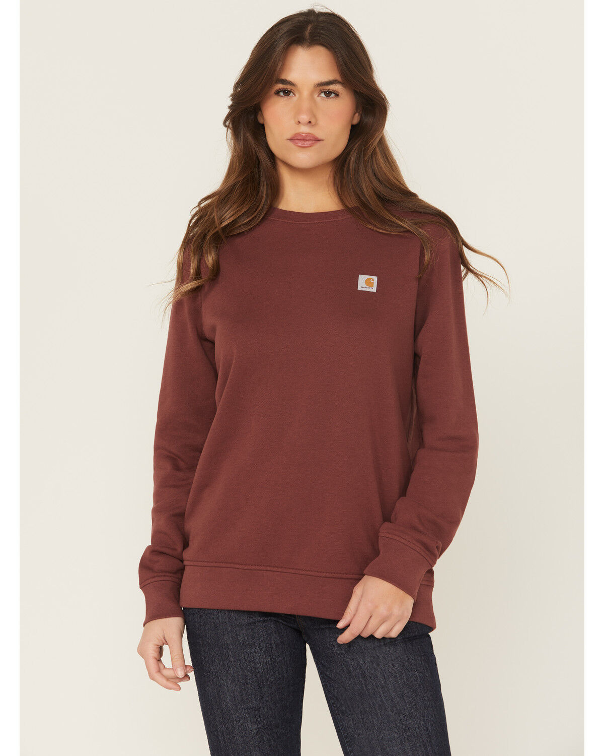 Carhartt Women's TENCEL&trade; Fiber Series Relaxed Fit Graphic Sweatshirt, Wine, hi-res