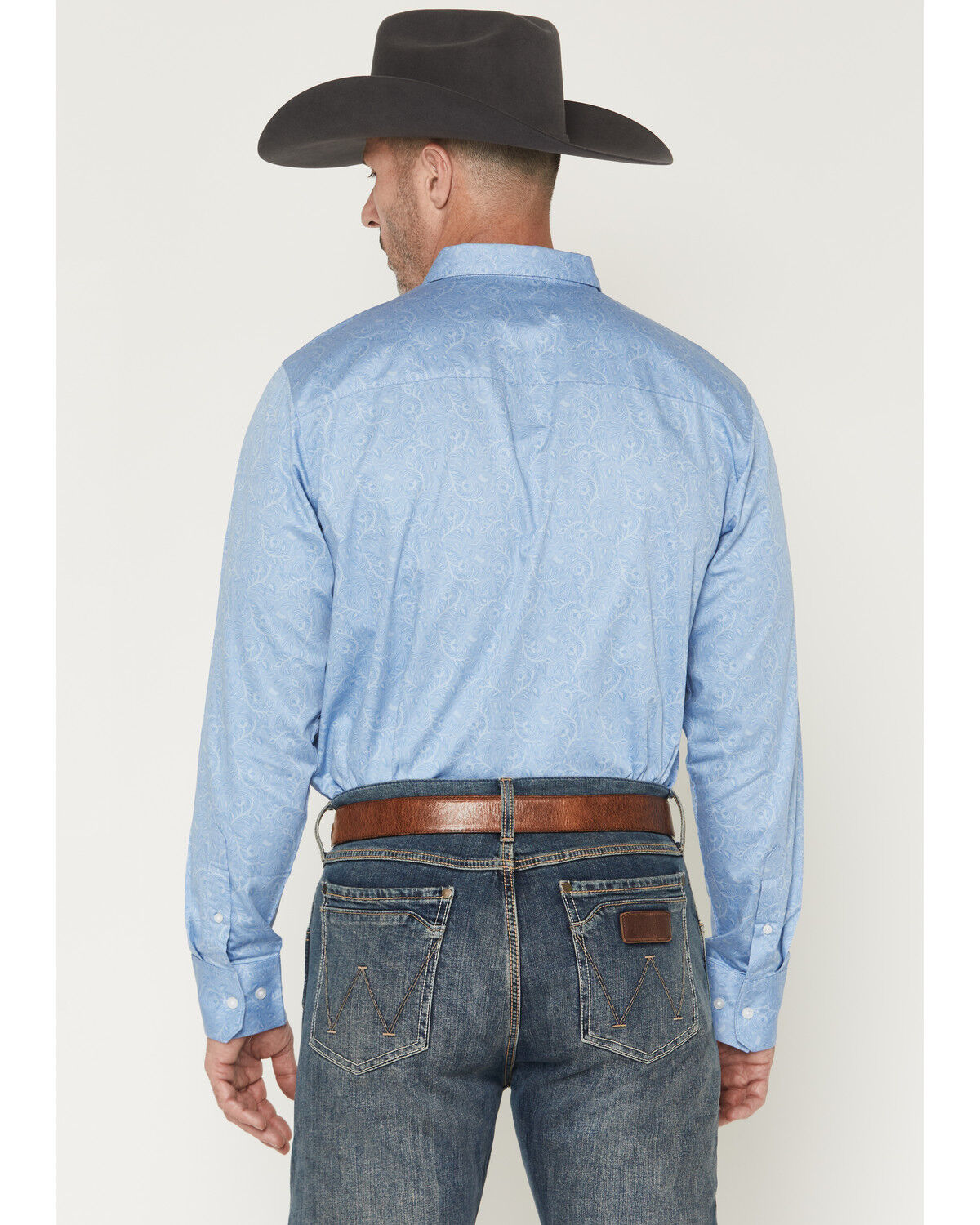 Image #4 - Wrangler X Cody Johnson Men's Paisley Print Long Sleeve Button-Down Western Shirt, Blue, hi-res