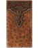 Image #1 - Ariat Men's Rodeo Ostrich Print Floral Embossed Wallet, Brown, hi-res