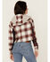 Image #4 - Cleo + Wolf Women's Connor Plaid Print Hooded Cropped Flannel, Brandy Brown, hi-res