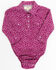 Image #1 - Shyanne Infant Girls' Ditsy Floral Print Long Sleeve Western Snap Onesie, Wine, hi-res