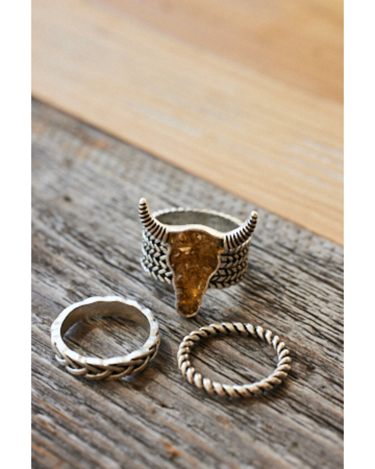 Image #1 - Shyanne Women's Steerhead Ring Set - 3 Piece, Silver, hi-res