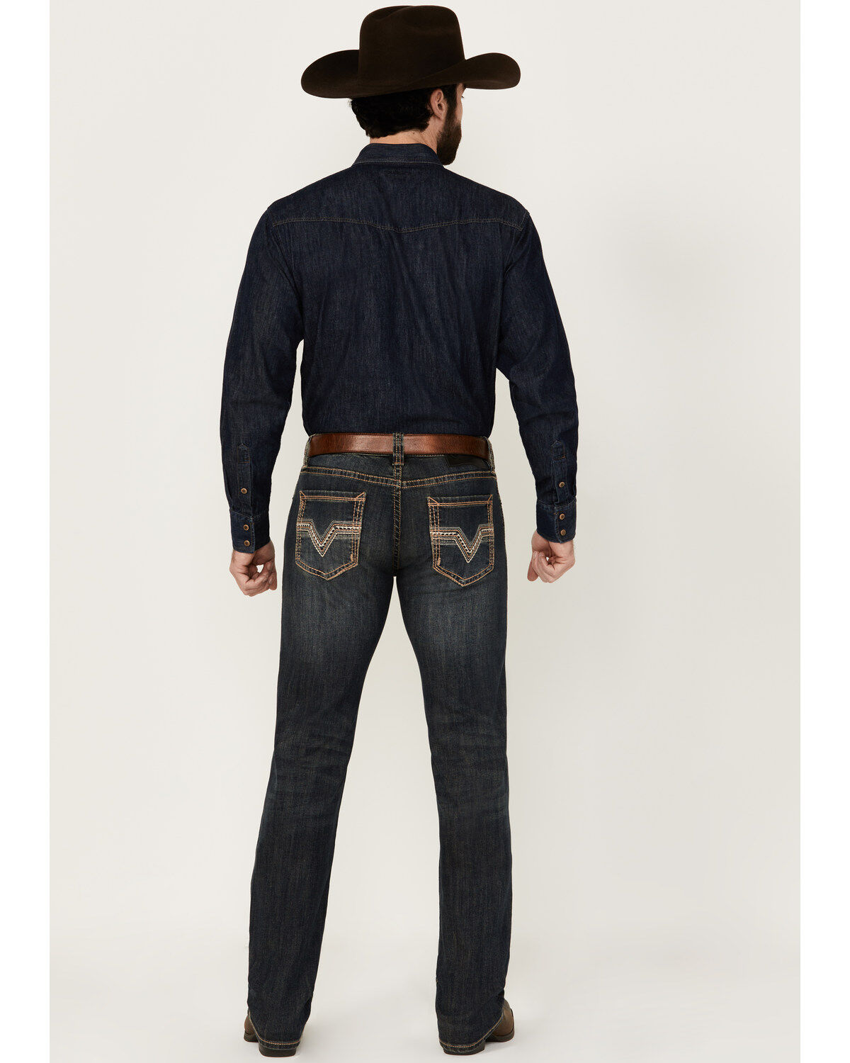 Image #3 - Rock & Roll Denim Men's Revolver Dark Wash Slim Straight Stretch Denim Jeans, Dark Wash, hi-res