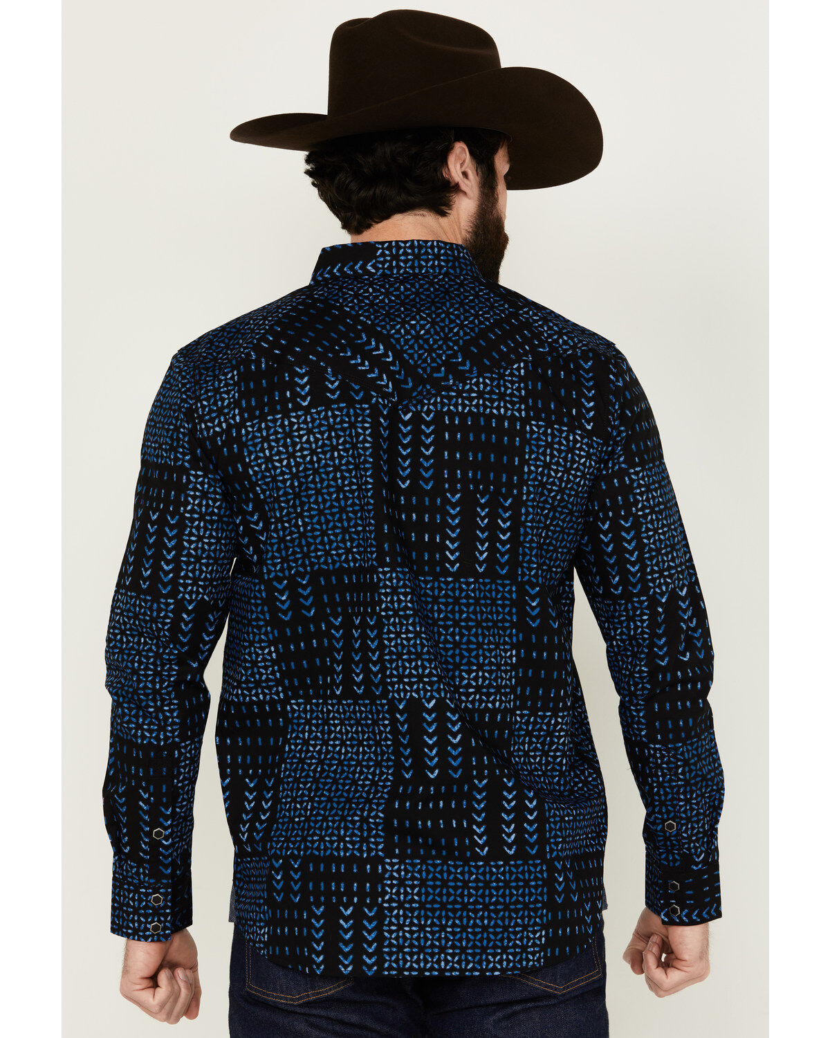 Image #4 - Moonshine Spirit&reg; Men's Twilight Southwestern Geo Print Long Sleeve Snap Western Shirt, Black, hi-res