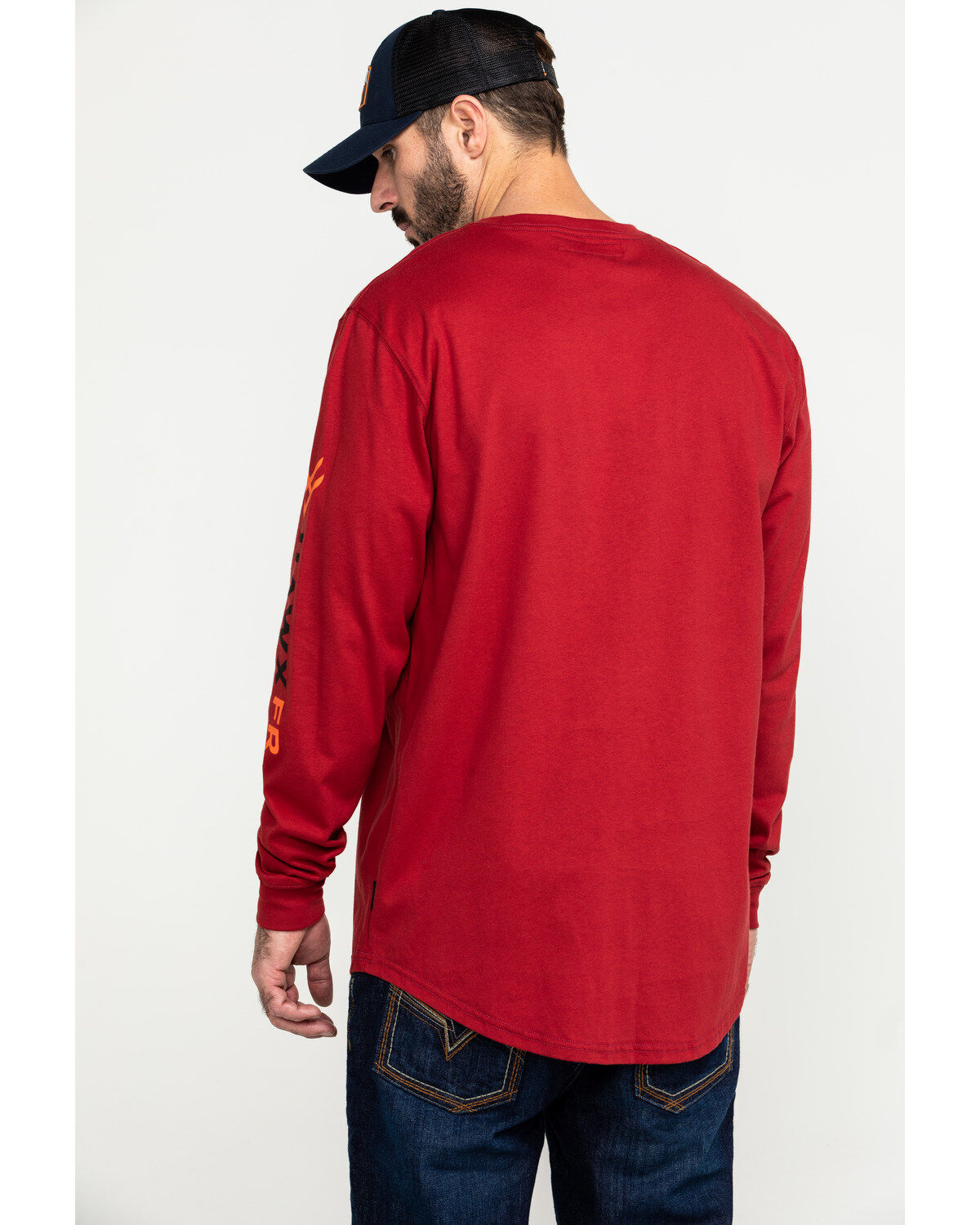 Image #2 - Hawx Men's FR Logo Long Sleeve Work T-Shirt - Tall, Red, hi-res