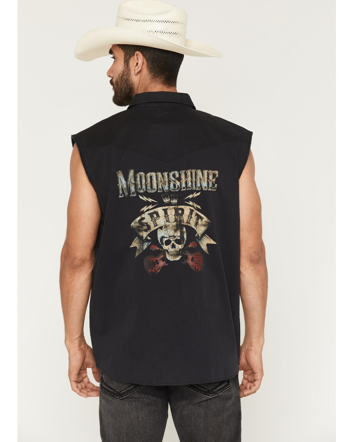 Moonshine Spirit&reg; Men's Dixon Bubba Sleeveless Western Shirt, Black, hi-res