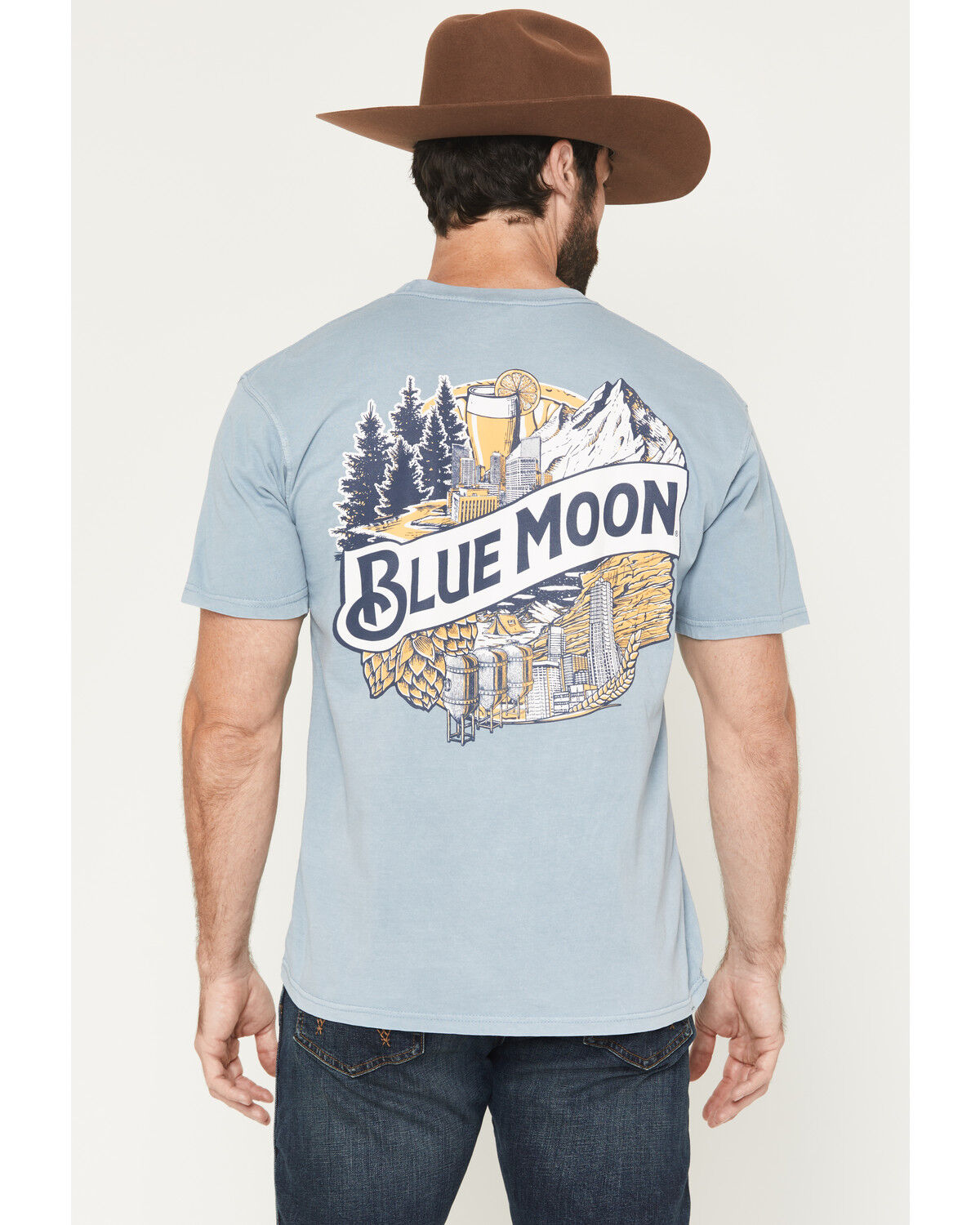 Image #3 - Blue Moon Men's Pocket Patch Short Sleeve Graphic T-Shirt, Light Blue, hi-res