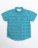 Image #1 - Shyanne Toddler Girls' Rodeo Print Short Sleeve Pearl Snap Shirt, Teal, hi-res