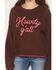 Image #3 - Rock & Roll Denim Girl's Howdy Y'all Stitch Sweater, Brown, hi-res