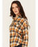 Image #2 - Cleo + Wolf Women's Christian Plaid Print Embroidered Long Sleeve Button-Down Western Shirt, Caramel, hi-res