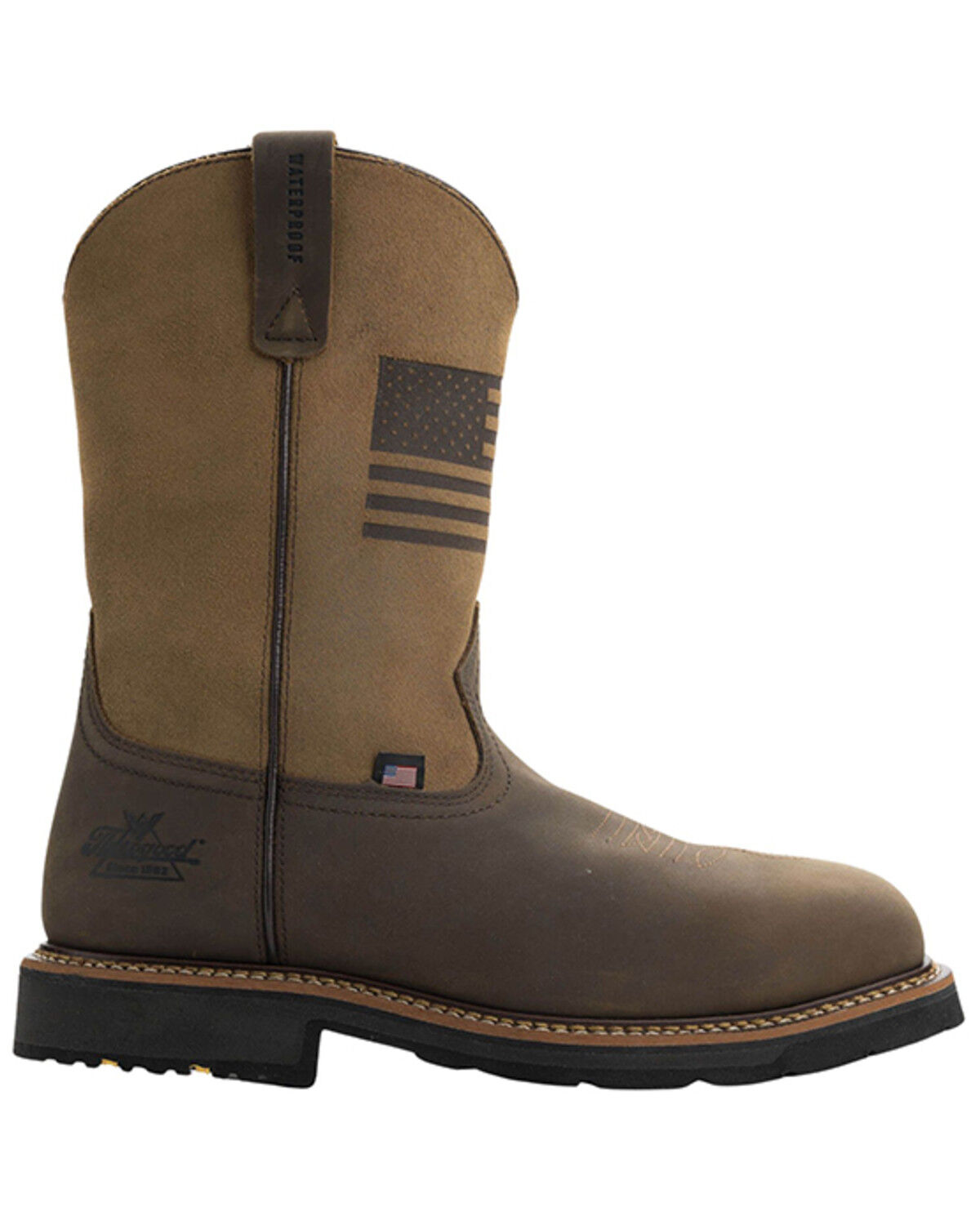 Image #2 - Thorogood Men's 11" USA Waterproof Wellington Work Boots - Composite Toe, Brown, hi-res
