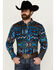 Image #1 - RANK 45&reg; Men's Zavallo Southwestern Patchwork Long Sleeve Button-Down Stretch Western Shirt, Teal, hi-res