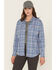 Image #1 - Ariat Women's FR Laurel Plaid Print Long Sleeve Snap Work Shirt, Blue, hi-res