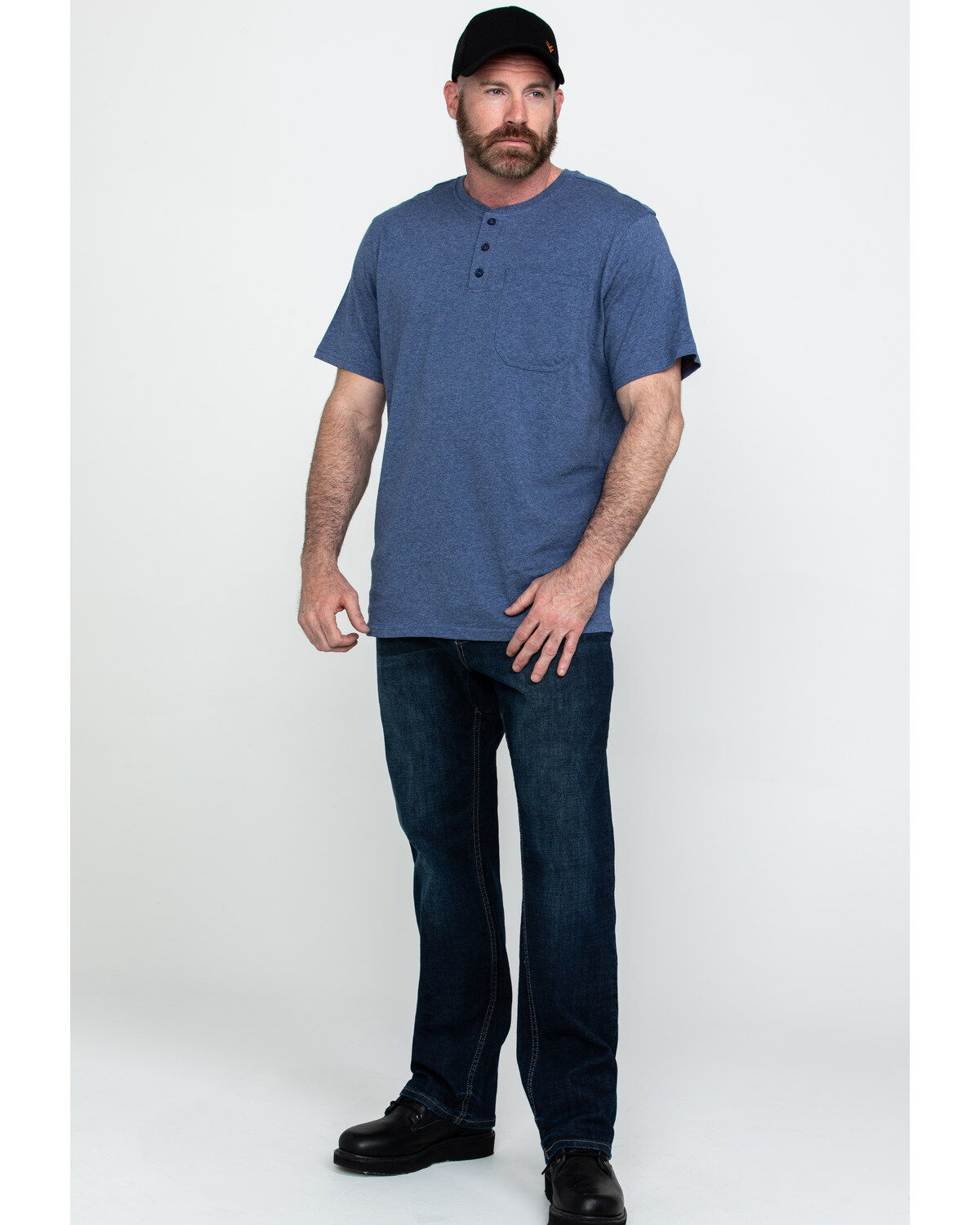 Image #6 - Hawx Men's Pocket Henley Short Sleeve Work T-Shirt, Heather Blue, hi-res