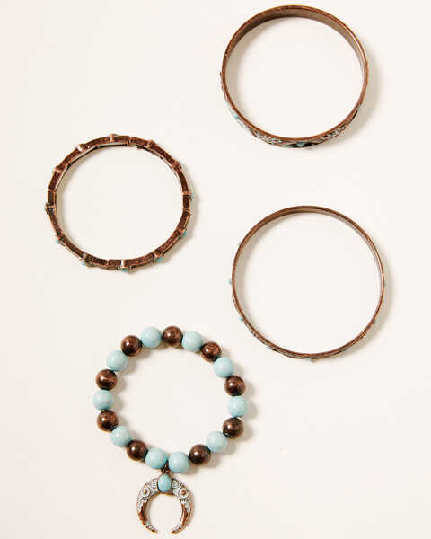 Image #2 - Shyanne Women's Crescent Bronze 4pc Stretch Bracelet Set, Rust Copper, hi-res