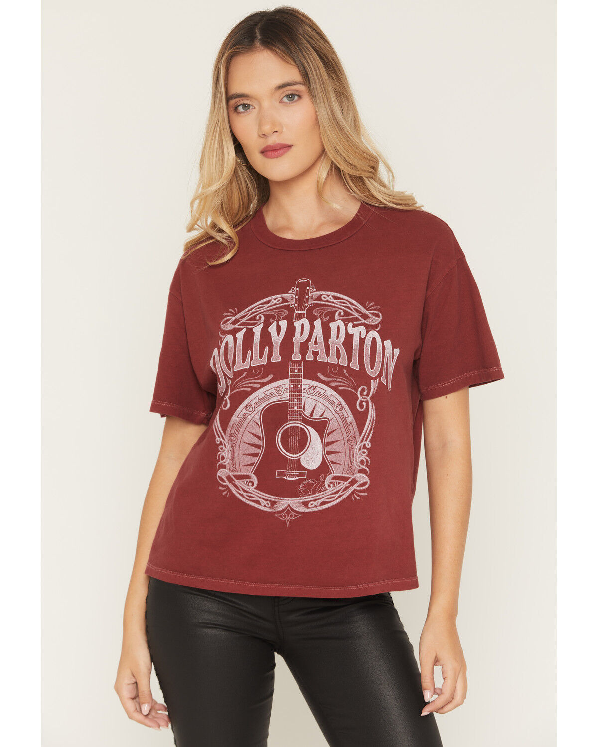 Image #1 - Goodie Two Sleeves Women's Dolly Guitar Short Sleeve Graphic Tee, Red, hi-res