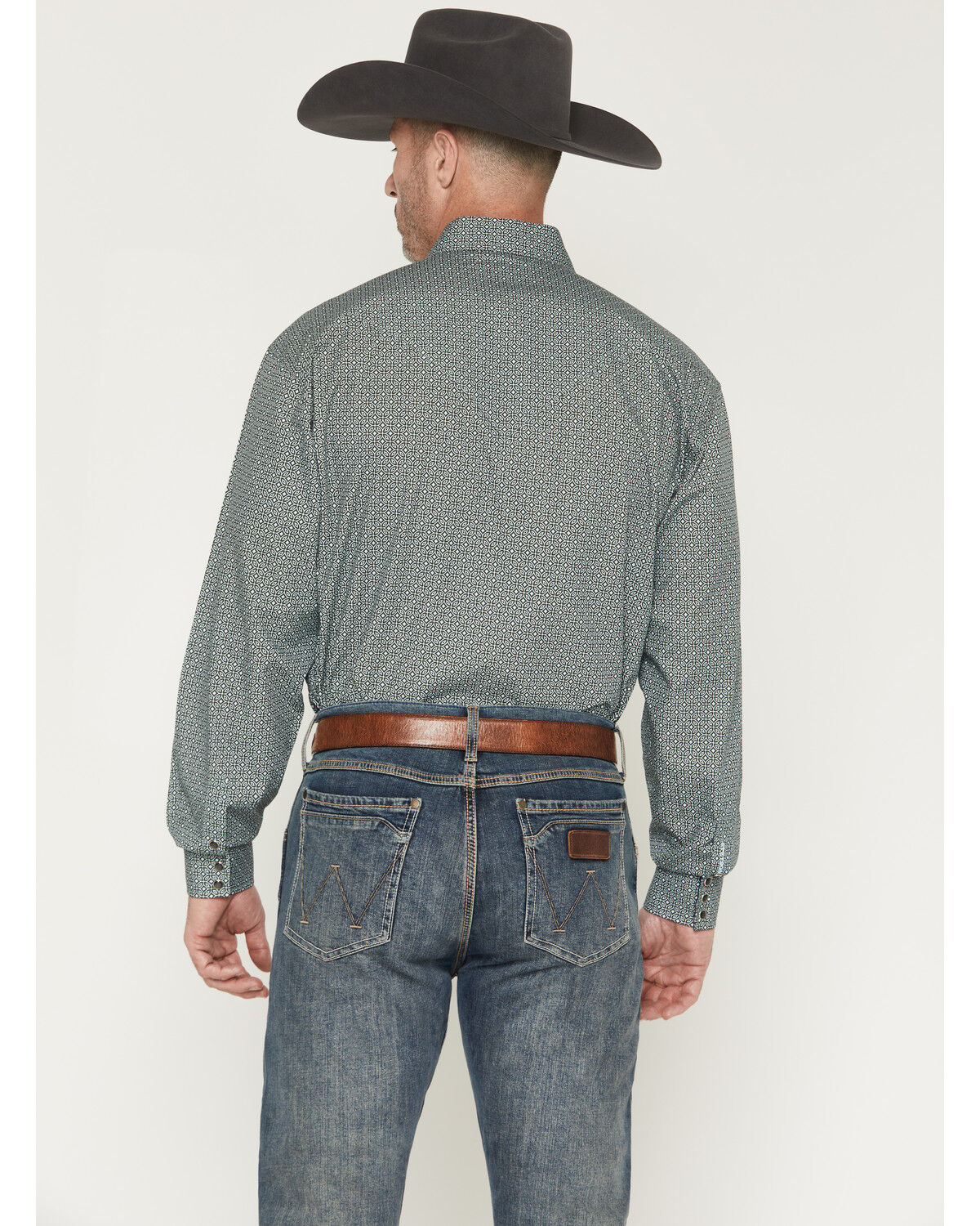 Image #4 - Stetson Men's Geo Print Long Sleeve Snap Western Shirt, Green, hi-res