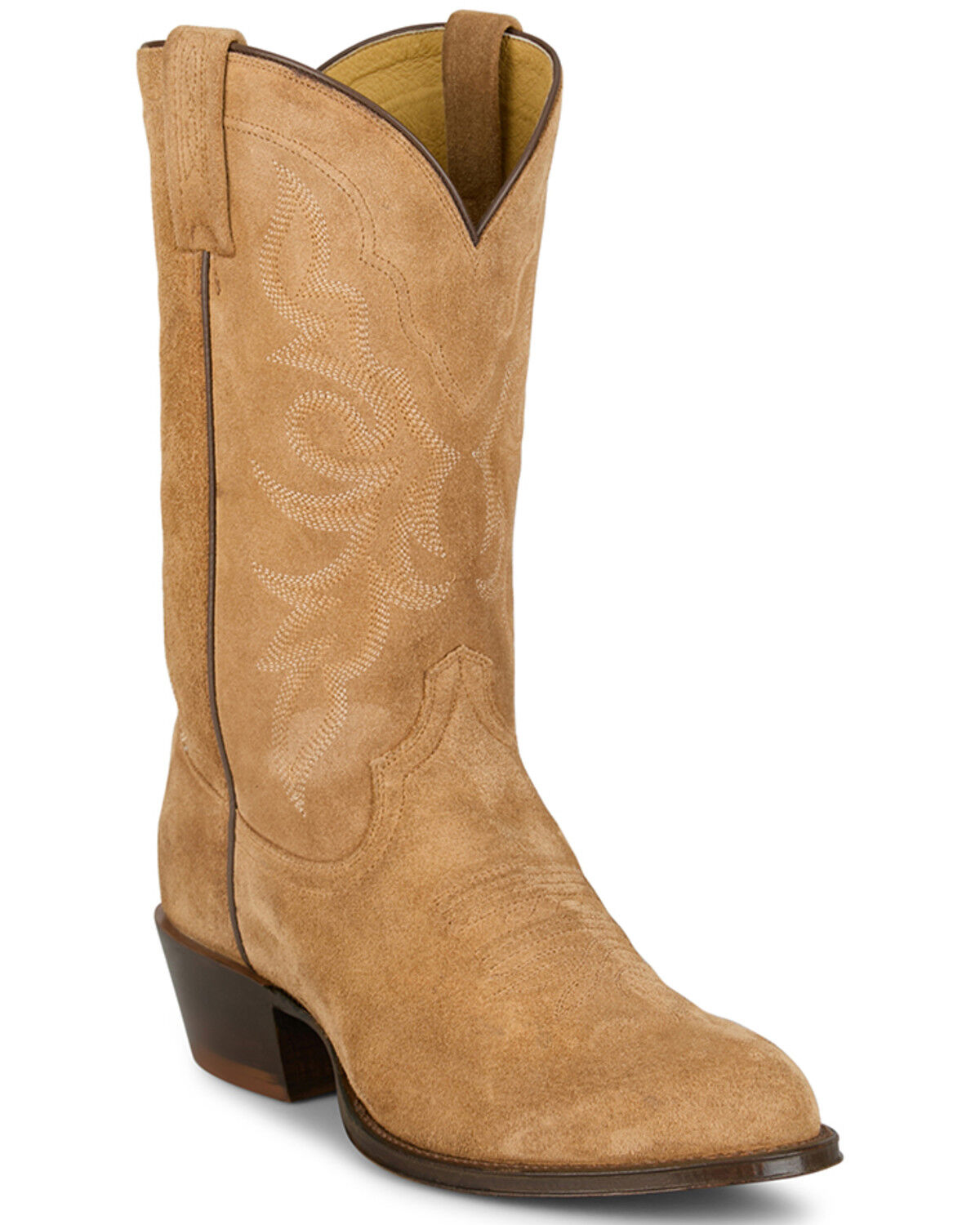 Tony Lama Men's Plano Suede Western Boots - Round Toe, Tan, hi-res