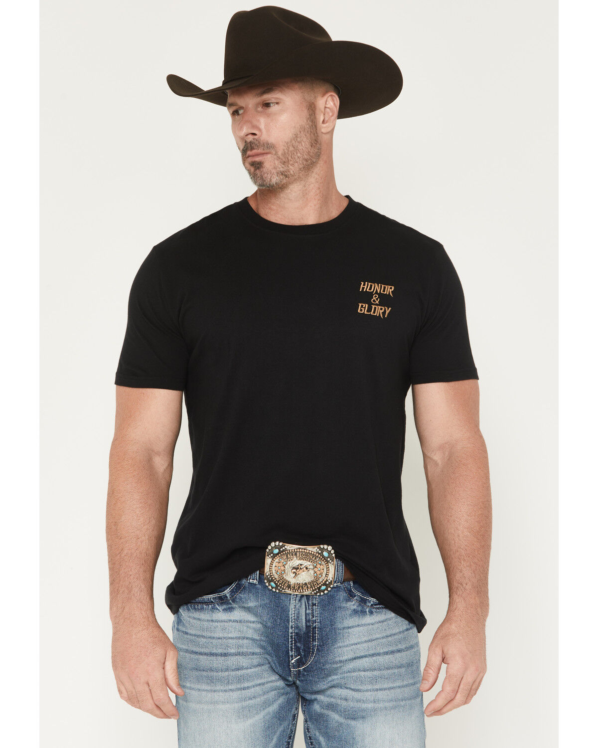 Image #2 - Cody James Men's Honor and Glory Eagle Embroidered Short Sleeve Graphic T-Shirt, Black, hi-res