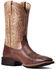 Image #1 - Ariat Men's Smooth Quill Ostrich Night Life Ultra Exotic Western Boot - Broad Square Toe, Brown, hi-res