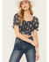 Image #2 - Beyond The Radar Women's Tie Back Short Sleeve Crop Top, Black, hi-res