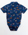 Image #3 - Shyanne Infant Girls' Horse Floral Short Sleeve Pearl Snap Onesie, Dark Blue, hi-res