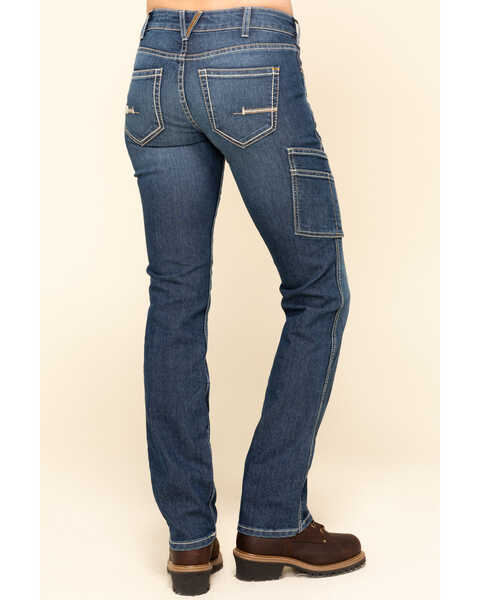 Image #1 - Ariat Women's Rebar Mid Rise Durastretch Nightride Riveter Work Straight Jeans, Blue, hi-res