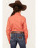 Image #4 - Shyanne Girls' Solid Long Sleeve Rhinestone Button-Down Stretch Western Riding Shirt, Brick Red, hi-res