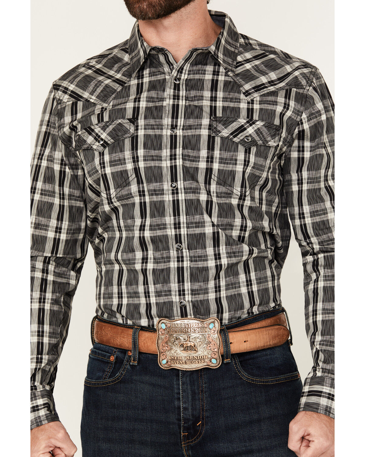 Image #3 - Cody James Men's Denton Plaid Print Long Sleeve Snap Western Shirt - Tall, , hi-res