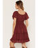 Image #4 - Wild Moss Women's Short Sleeve Lace Trim Tiered Mini Dress, Rose, hi-res