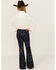 Image #3 - Shyanne Girls' Dark Wash Allover Printed Flare Jeans, Dark Wash, hi-res