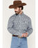 Image #1 - George Strait by Wrangler Men's Paisley Print Long Sleeve Button-Down Stretch Western Shirt, Blue, hi-res