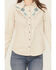 Image #3 - Shyanne Women's Embellished Faux Suede Long Sleeve Fringe Top, Oatmeal, hi-res