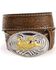 Image #1 - Nocona Boys' Floral Leather Belt , Brown, hi-res