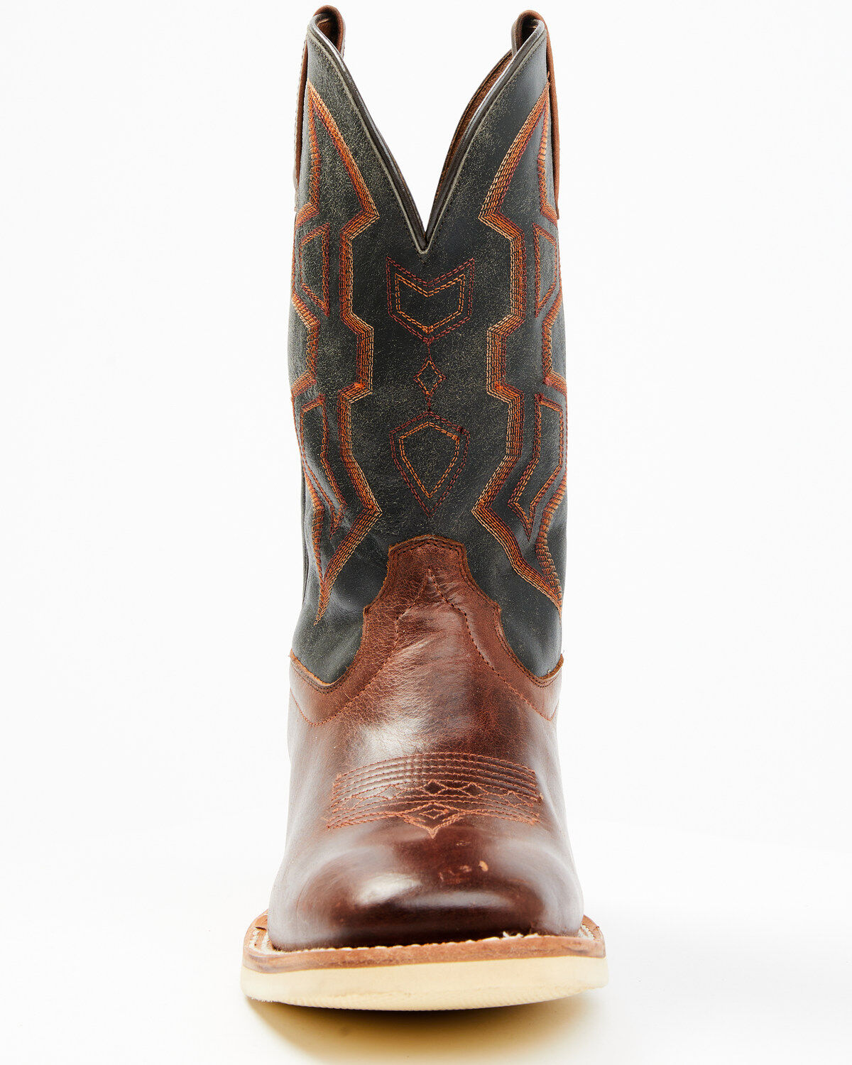 Image #4 - RANK 45&reg; Men's Bullet Saddle Western Performance Boots - Broad Square Toe, Black/brown, hi-res