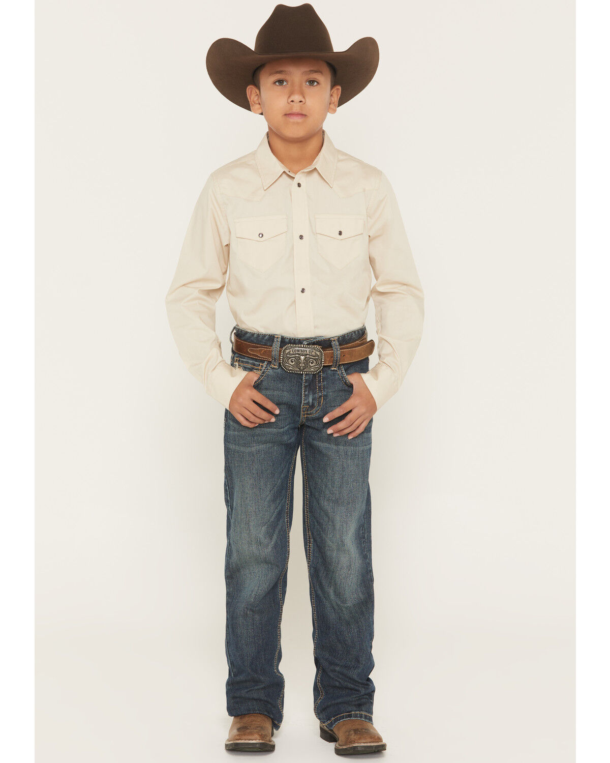 Rock & Roll Denim Boys' Medium Wash Bootcut Stretch Denim Jeans, Medium Wash, hi-res