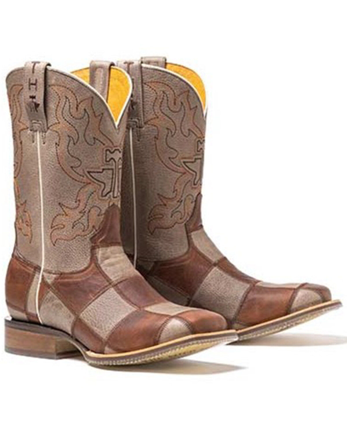 Image #1 - Tin Haul Men's Checkers Western Boots - Broad Square Toe, Tan, hi-res