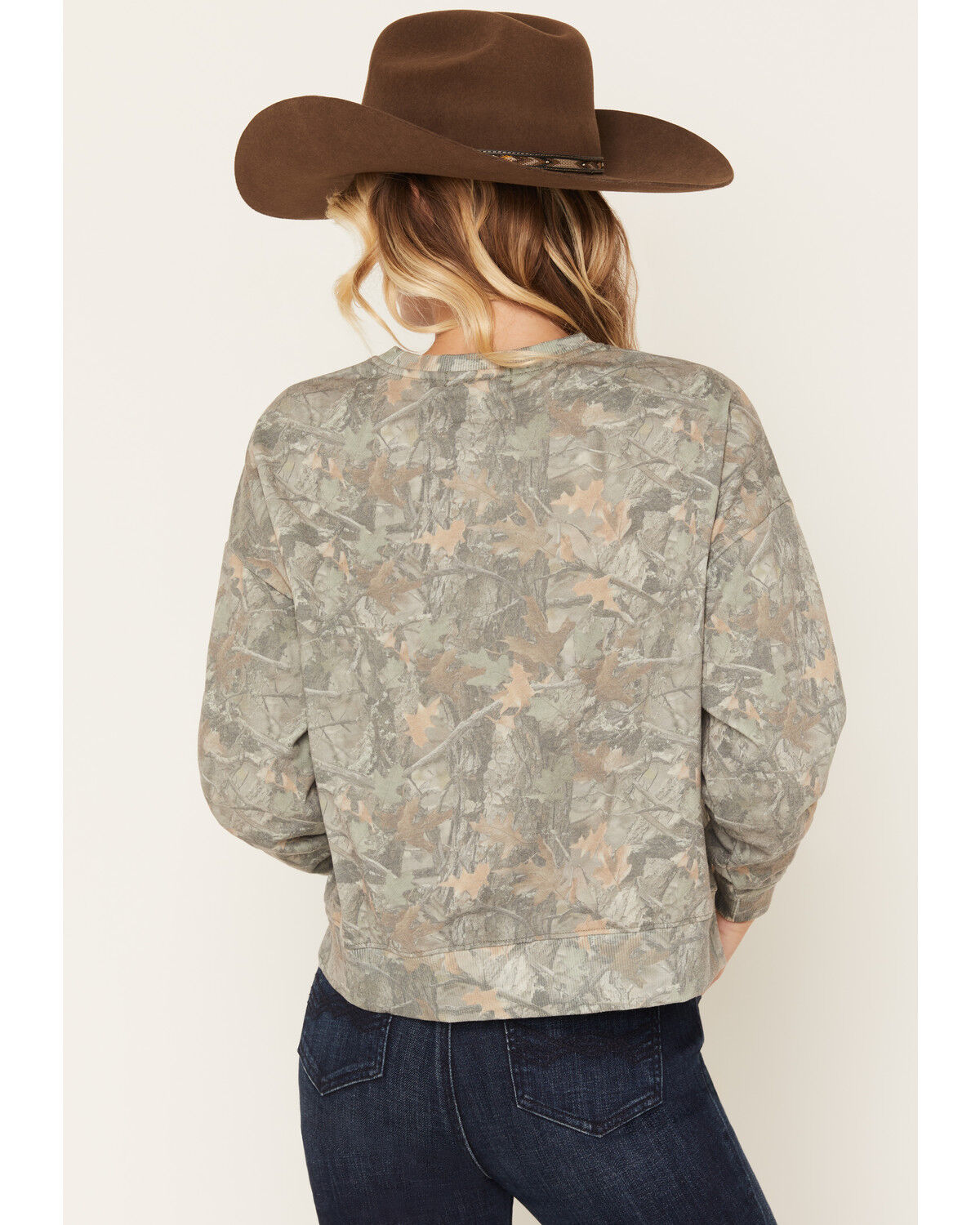 Image #4 - Rock & Roll Denim Women's Camo Print Long Sleeve Crew Neck Sweatshirt, Green, hi-res