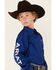 Image #2 - Ariat Boys' Solid Twill Team Logo Long Sleeve Button-Down Western Shirt, Blue, hi-res