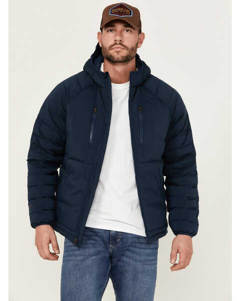 Brothers and Sons Men's Down Hooded Jacket, Blue, hi-res